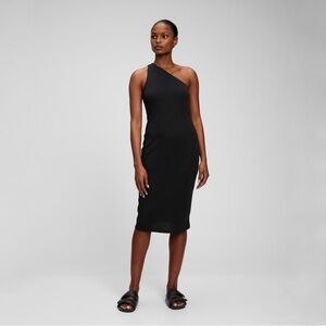 GAP one shoulder midi dress black ribbed ST NWT